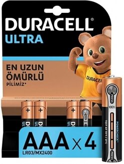 Duracell Ultra AAA 4'lü (LR03/MX2400/4PK) İnce Kalem Pil kullananlar yorumlar